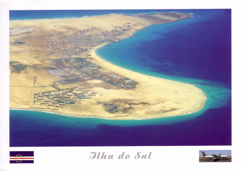 Save2815.JPG - [no] ya Sal sydligste del med Santa Maria i fugleperpektiv [pl] widok z lotu ptaka na poludniowy cypel  wyspy Sal z miejscowoscia Santa Maria